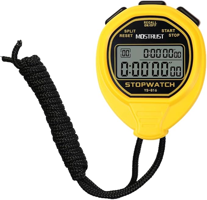 Digital Simple Stopwatch, 1/30 Lap Basic Stopwatch, No Bells, No Clock, No Alarm, Silent, Child Friendly, ON/Off for Swimming Coaches Kids