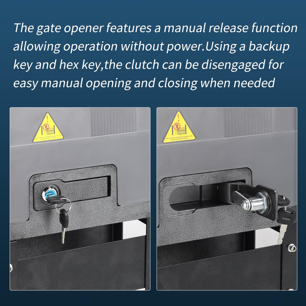 Sliding Gate Opener with WiFi App Control & 4 Remotes, Automatic Electric Gate Motor Complete Kit for Driveway Slide Gates Up to 1400lbs, Chain Driven Security System with Infrared Sensor, Auto Close