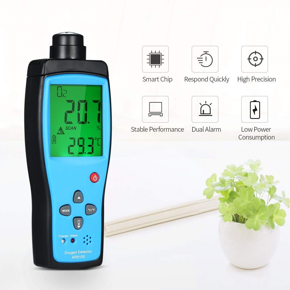 Cheffort Handheld Oxygen Gas Meter, Professional O2 Tester with Digital LCD Screen, 0-25% Vol Measurement Range for Industrial & Professional Testing