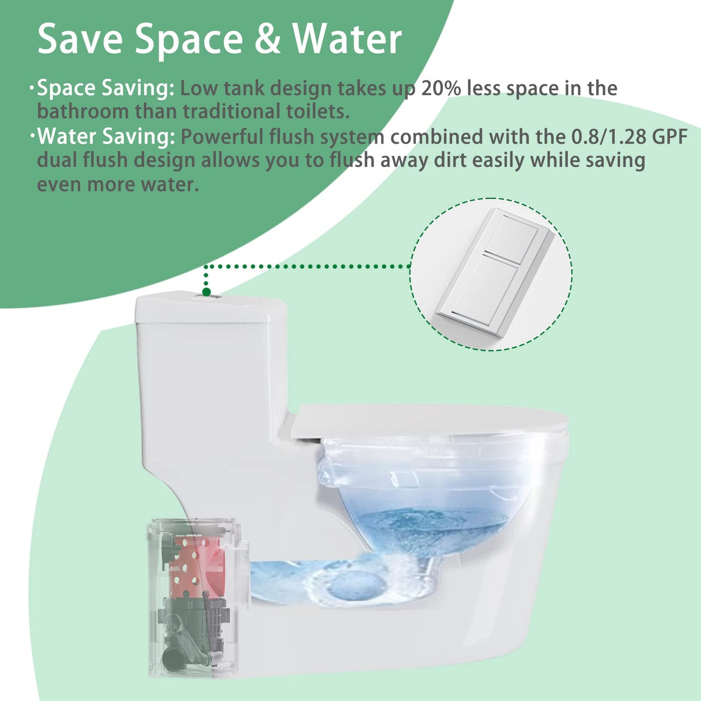 SUPERFLO Upflush Toilet Basement with 600W Macerating Toilet System | One Piece Macerator Toilet & AC Vent Pump Max Pumping to V26.2 & H262 Feet 3 Inlets for Bathroom Sink & Tub