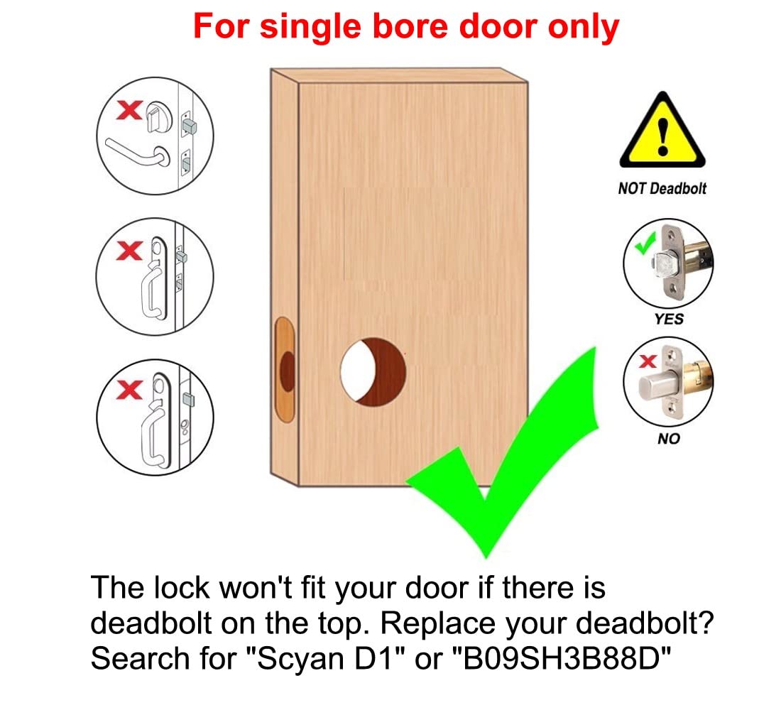 Smart Door Lock, Keyless Entry Door Lock, SCYAN X2 Handle Lock with Touchscreen Keypad Access, Auto Locking, for Home, Airbnb Rental House, Satin Nickel