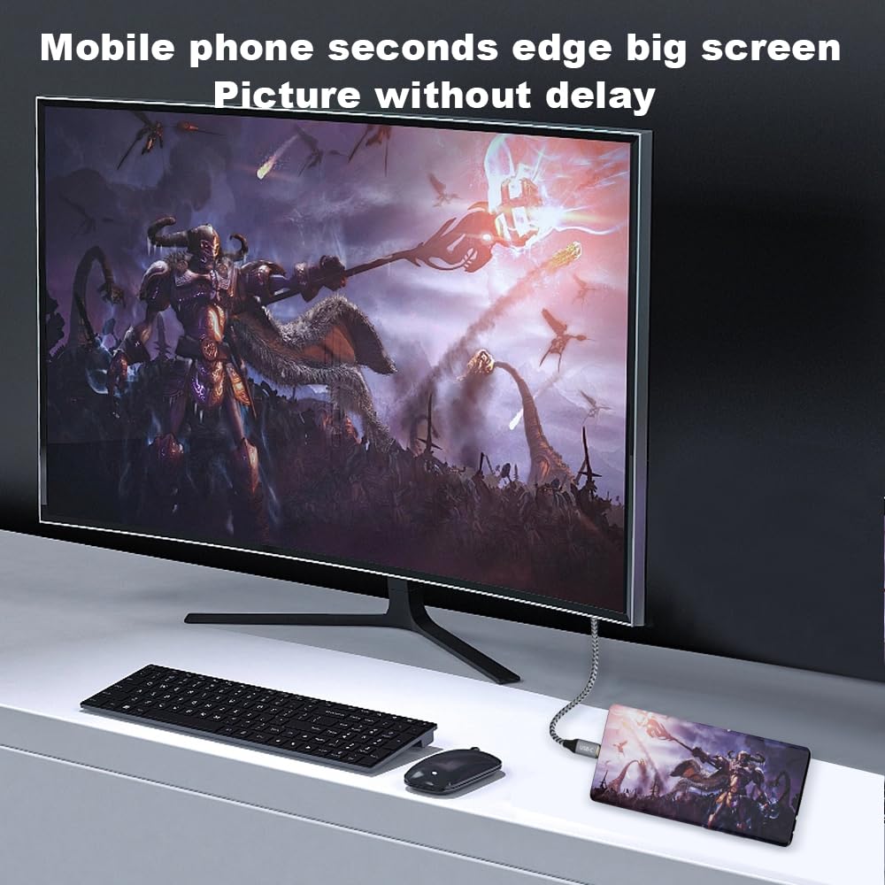 2.1 3.3FT, 8K@60Hz 4K@144Hz 3/4 15, 2.3 HDR10, 48Gbps S22, USB C to HDMI Cable Thunderbolt Compatible with MacBook
