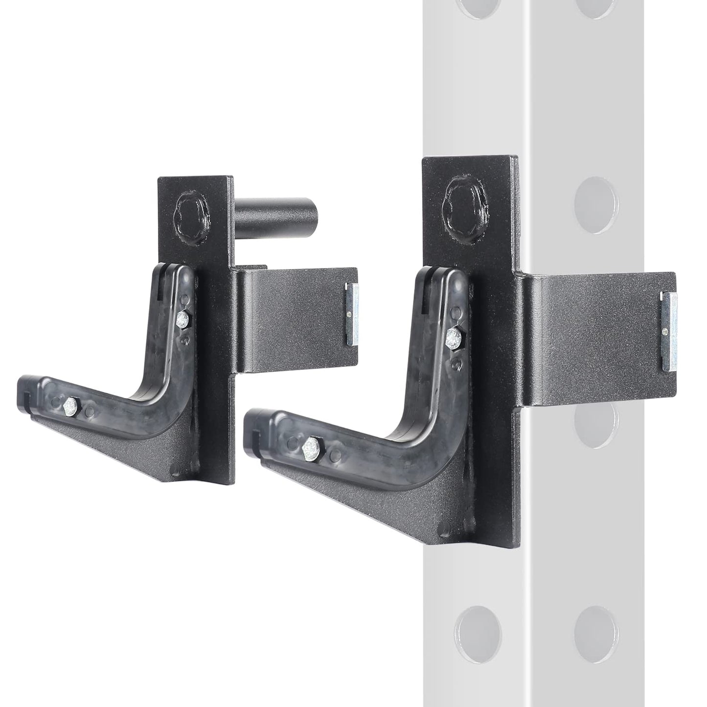 SYL Fitness J-Hooks for 3x3" Power Rack with 1" Hole, Barbell Holder/Squat Rack Accessories J Cups