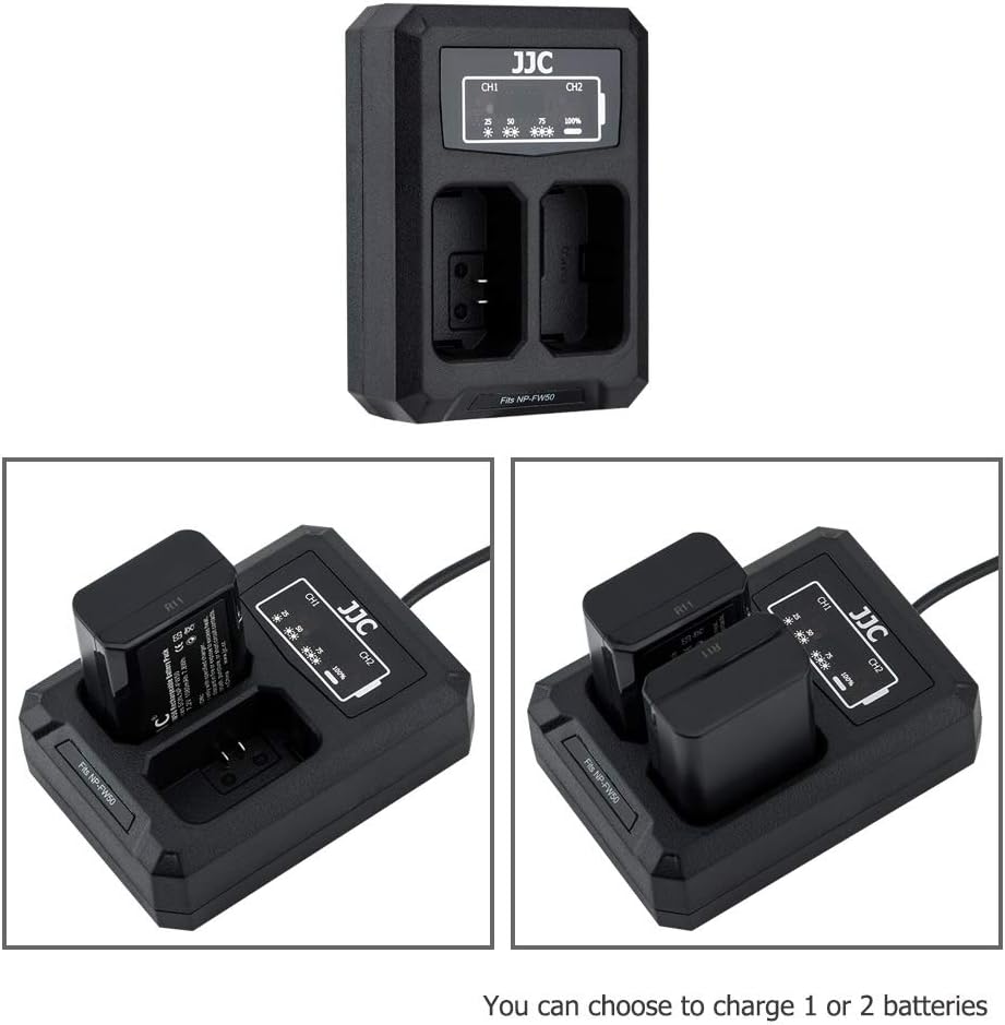 JJC 2-Pack FDA-EP10 A6000 A6100 A6300 NEX-7 NEX-6 Eyecup Eyepiece Viewfinder & Battery Charger for Sony Cameras
