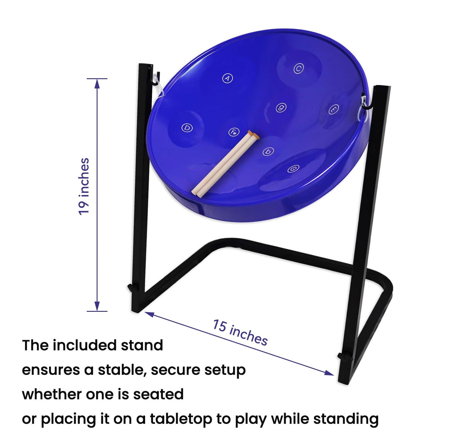 9-Note Steelpan (Steel Drum) with Stand - Educational Musical Instrument for Beginners and Hobbyists by Suttaya