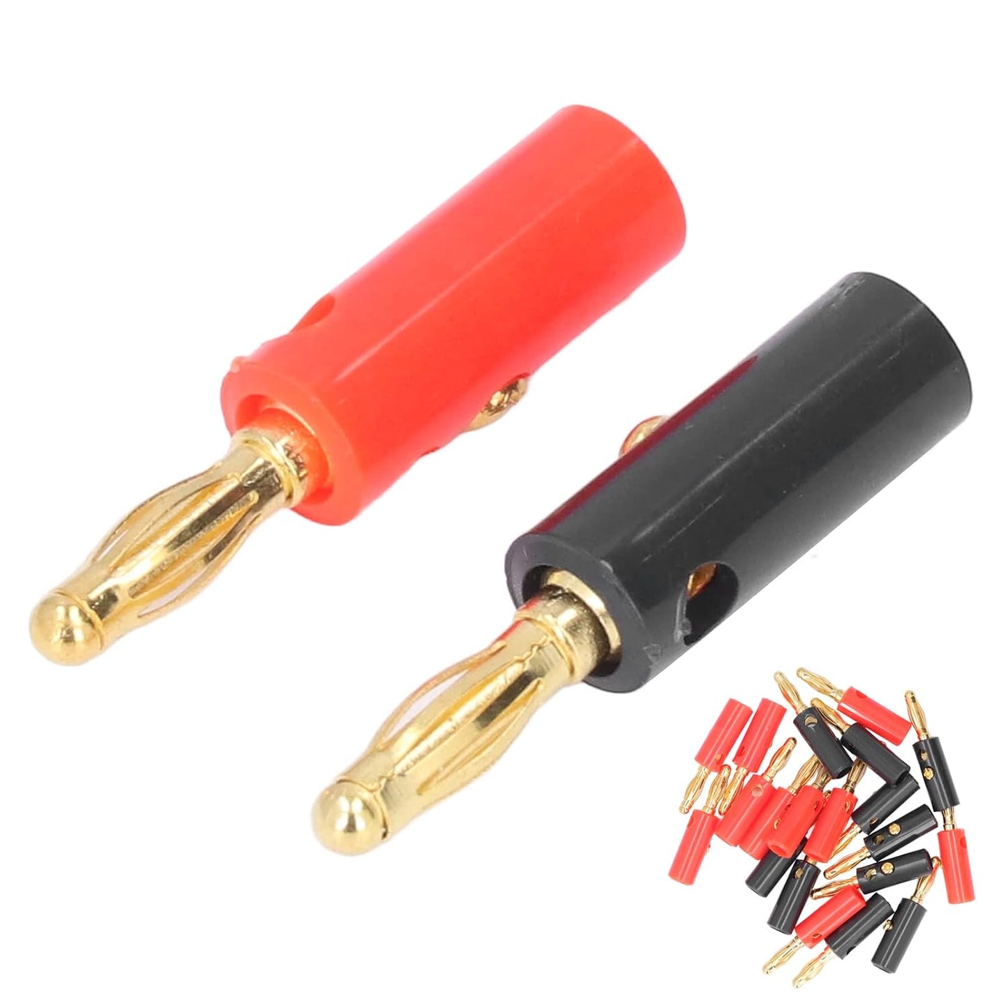 20pcs 4mm Keenso Banana Speaker Cable Plug, Gold Plated Open Screw Type Banana Connector for Audio Video Receivers