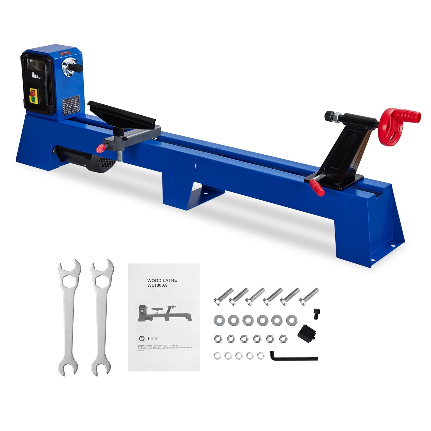 Garvee Wood Lathe, 14 in x 40 in Benchtop Wood Lathe Machine 0.5 HP Infinitely Variable Speed 1040-2980 RPM, Wood Turning Lathe Machine with Wrench & 2 Chisels for Woodworking, Woodturning