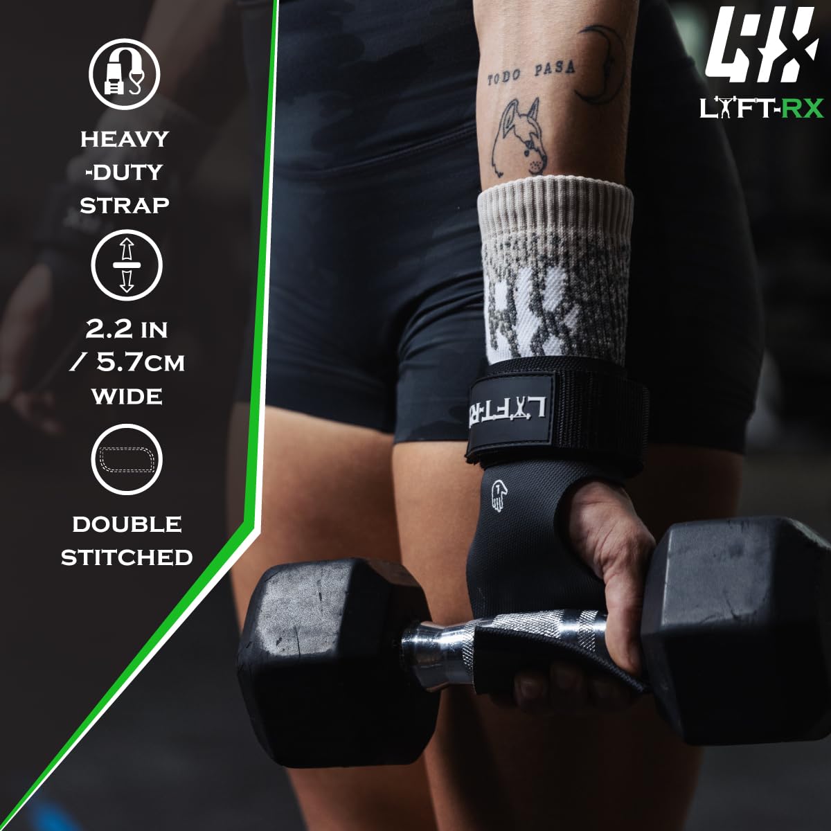 LYFT-RX Valiant Grips, Rubber Coated, No-Hole Fingerless Hand/Palm Grips w/Heavy-Duty Wrist Strap, Non-Slip, No Chalk Needed, for Weightlifting, Gym, Cross Fitness, Pull-Ups, Gymnastics, Size X-Large