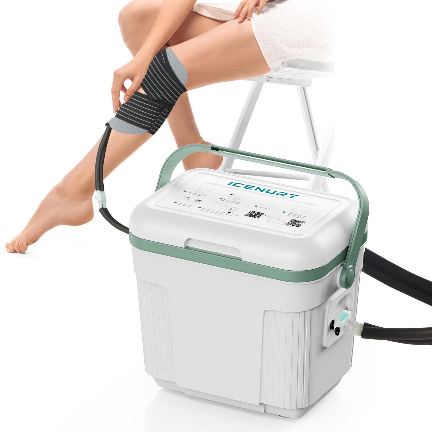 ICENURT Cold Therapy Machine w/Programmable Timer, Ice Machine for Knee After Surgery, Knee Replacement Recovery, Cryotherapy System Pain Relief, Universal Pad for Shoulder, Hip and Ankle