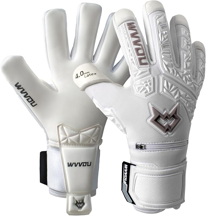 WVVOU Soccer Goalie Gloves for Adults and Youth, High Performance Goalkeeper Gloves with 5 Detachable Finger Saves, Soccer Gloves with 4mm Sticky Latex Palm