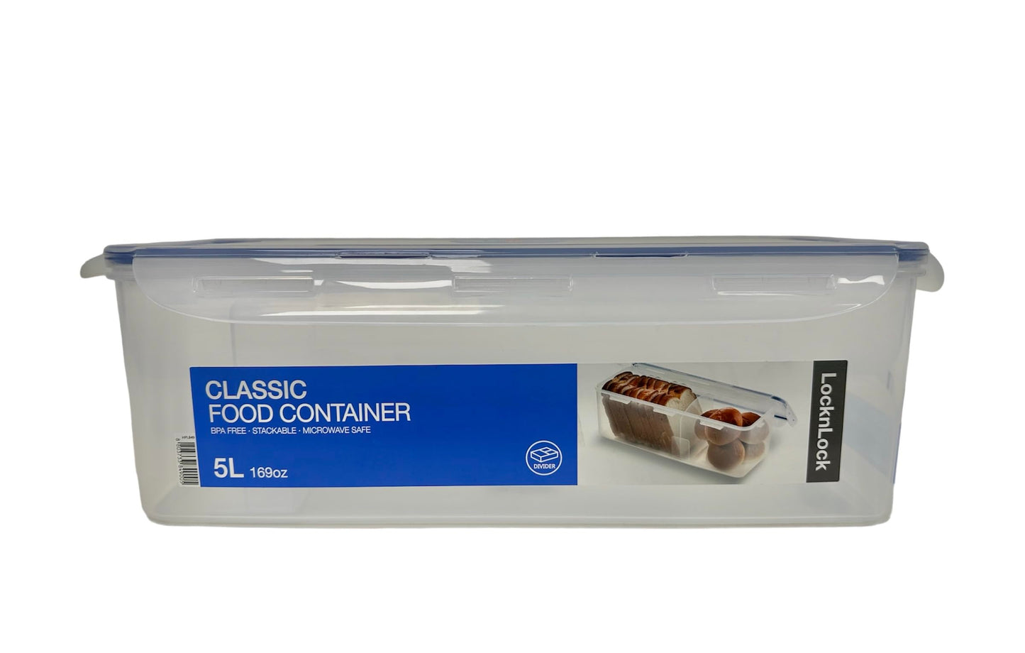 LocknLock Easy Essentials Food Storage lids/Airtight containers, BPA Free, Bread Box-21.1 Cup, Clear