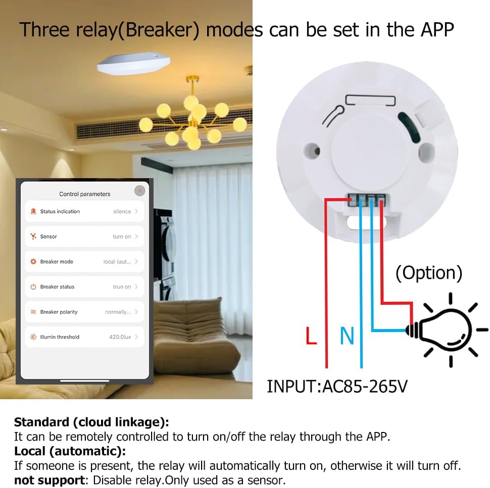 WenzhiIoT 5.8 MmWave 110/220V Presence Sensor, Smart Motion Sensor WiFi GHz Radar Presence Sensor Movement Body Motion