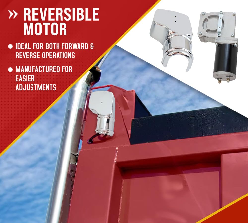 Mytee Products 900W 90:1 Tarp Motor for Dump Truck Tarp Systems with Chrome Cover 12VDC / 43 AMPS / 50 RPM (1 Year Warranty)