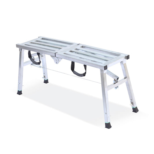 Adjustable Work Platform with 400 lb Duty Rating, Steel Step Ladder, Portable Folding Scaffolding Platform for RV Cleaning High Painting Walls, Drywall, Decorating (100 CM)