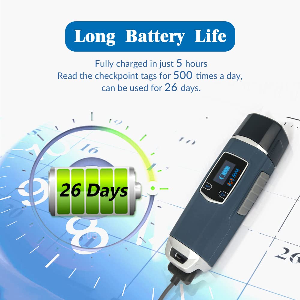 JWM RFID Guard Tour System with Downloader, Industrial-Grade Security Patrol Wand with Flashlight, Long Range Reading 30m, Free Cloud & Standalone Software for Hospital, School, Telecom Patrol