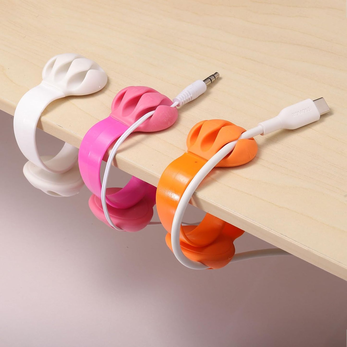 HARFINGTON 4pcs 2 Cable Clips Non-Adhesive "S" Shape Cable Management for Cord Organizer Cable Clips Bedroom Nightstand