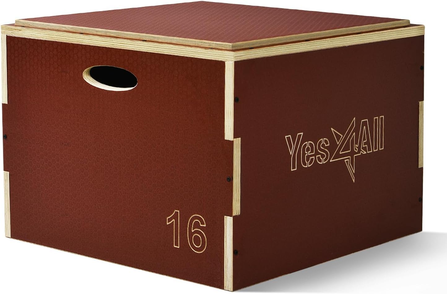 Yes4All Stackable Wooden Plyo Box, Plyometric Box with Anti-Slip Surface for Home Gym & Outdoor Workout - Red - 16"