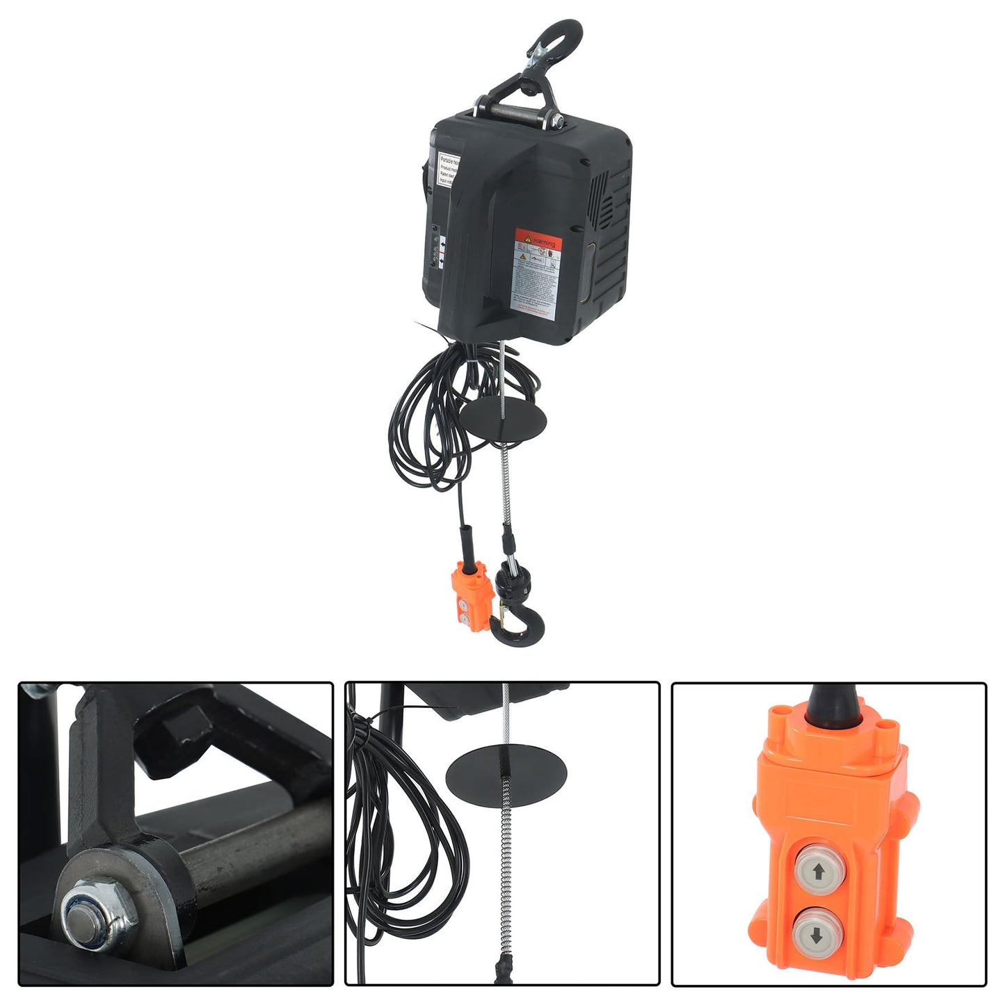 110V 3 in1 Electric Hoist Winch, 1100lbs Material Handling Tool, Comes with Gloves, Overload Protection