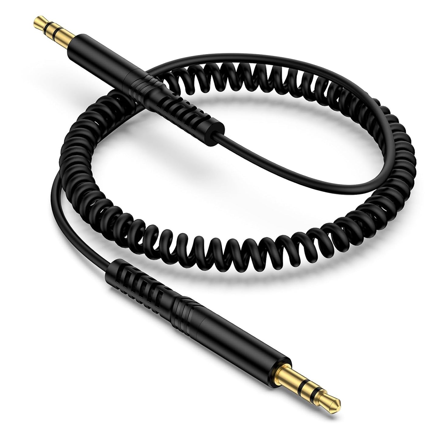 3.5mm 3.5mm 6FT, 3.5 mm Coiled to Audio Cable Retractable Male to Male Aux Cord Car Stereo Audio Jack Adapter Dongle