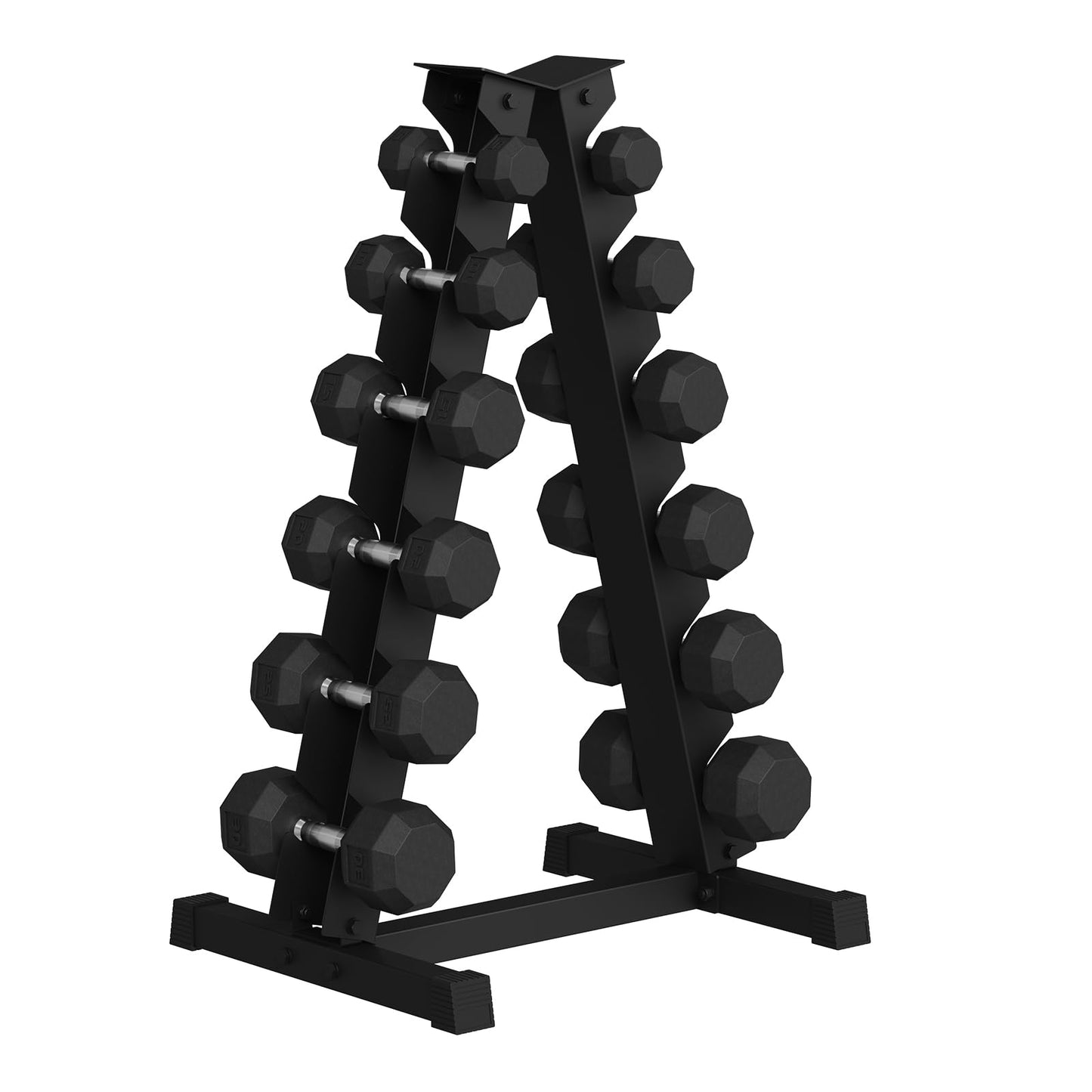 Hex Dumbbell Sets with Rack, 210LB (5-30Lb, 6 Pairs) Rubber Coated Dumbbell Weight Set and Storage Rack,Multiple Sizes Exercise & Fitness Dumbbells for Muscle Toning, Strength Building & Full Body Workout