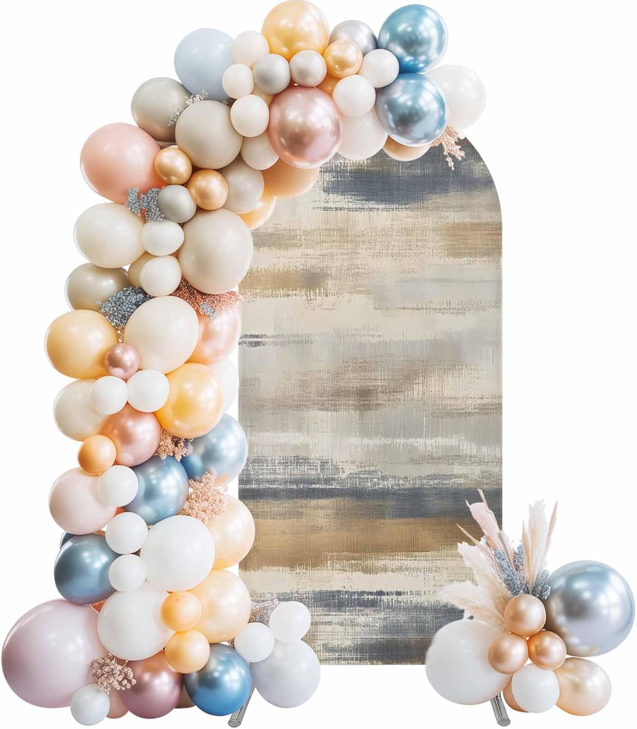 LFoveYuamer 7.2 Ft Arch Backdrop Cover, Brown Beige Ombre Decorative Wedding Arch Covers Spandex Fitted, Geometric Oil