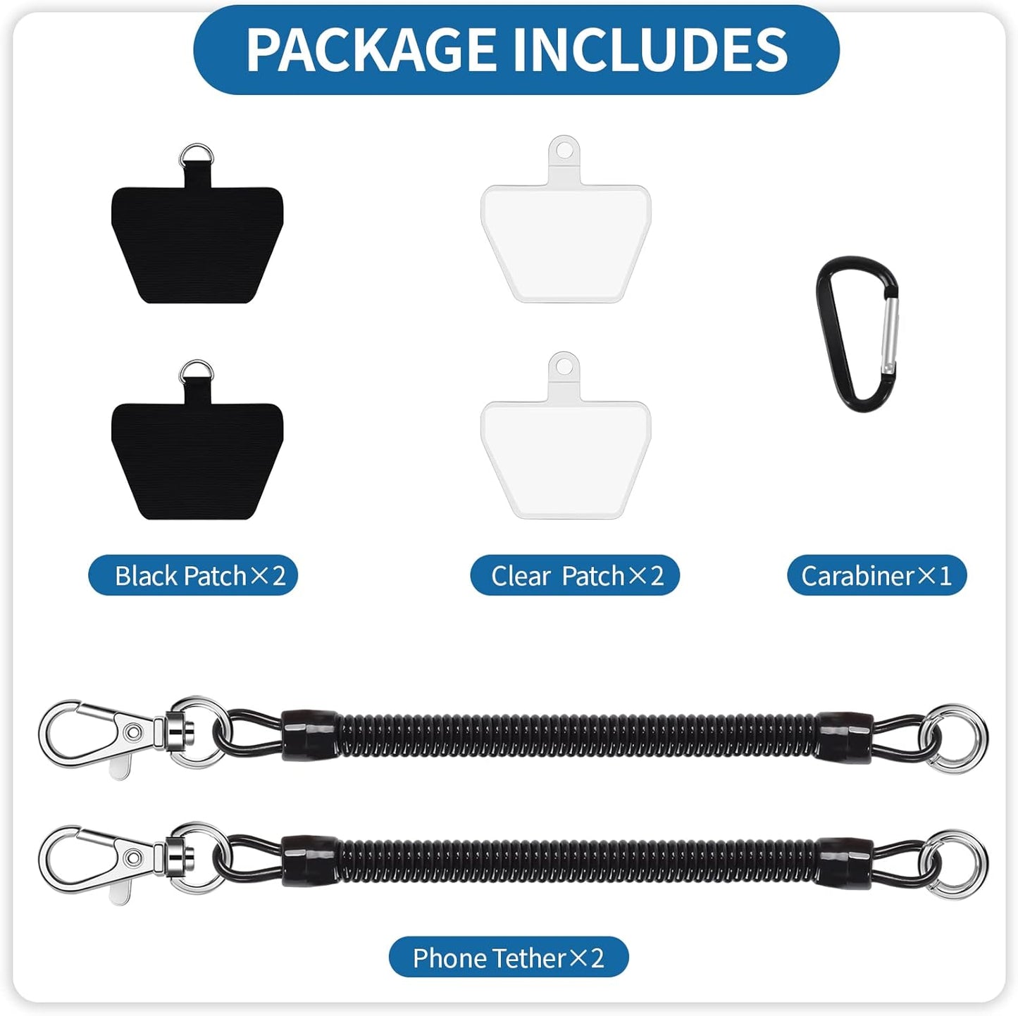 4 2* 4* Doormoon Phone Lanyard Tether with Patch, Cell Phone Lanyard with Phone Tether, Patch for Outdoor Hiking