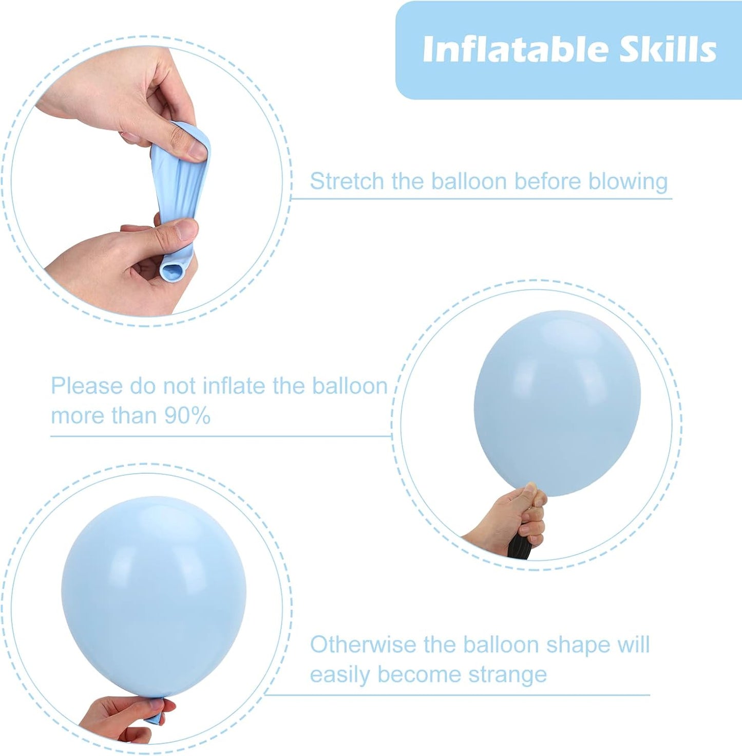 RUBFAC Pastel Blue Balloons - 116-Piece Set in Various Sizes for Birthday & Baby Shower Decor | Light Blue