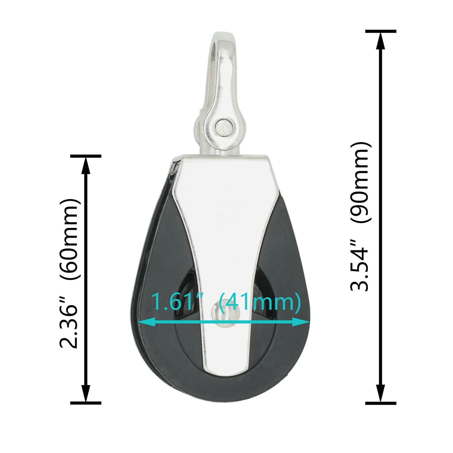LEQMG High Load Marine Stainless Steel Nylon Block Single Pulley,Smooth Silent Bearing,Rope Runner Boat Accessories(2 Pcs)