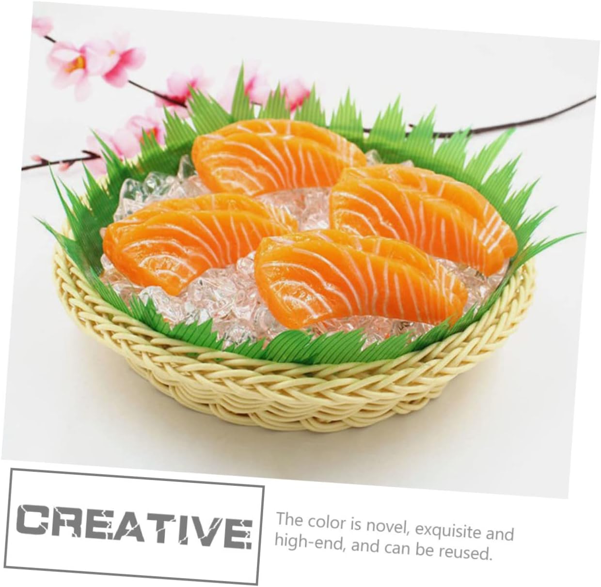 2pcs SUPVOX Realistic Artificial Salmon Slice Models Simulation Sashimi Decor for Home Restaurant and Kitchen Display