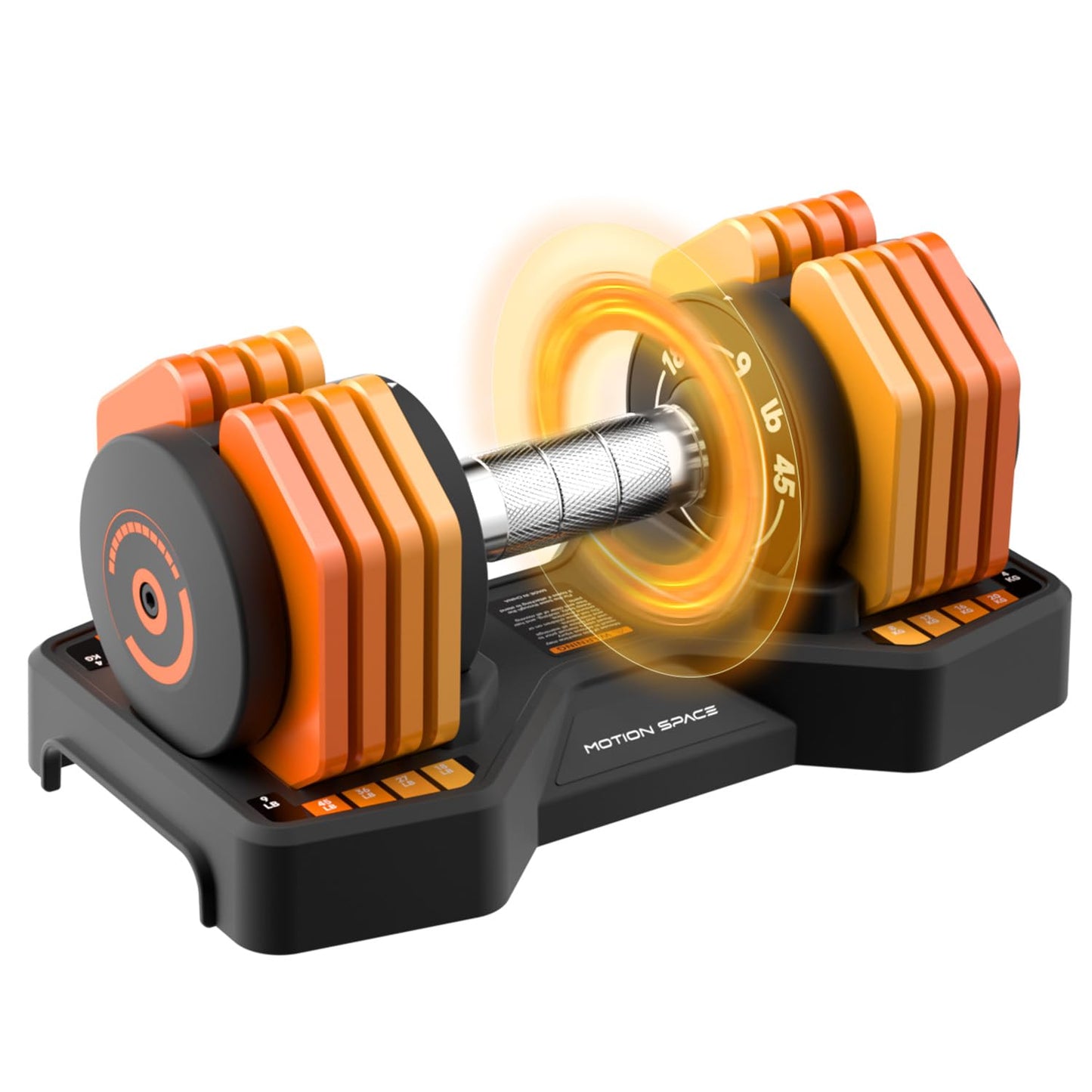 Adjustable Dumbbells Set 45LB Single, 1-Sec Fast Adjustable 5 Weights by Turning Handle, Premium Comfort Non-slip Metal Dumbbells with Tray, Compact Size for Full Body Home Workout (Orange)