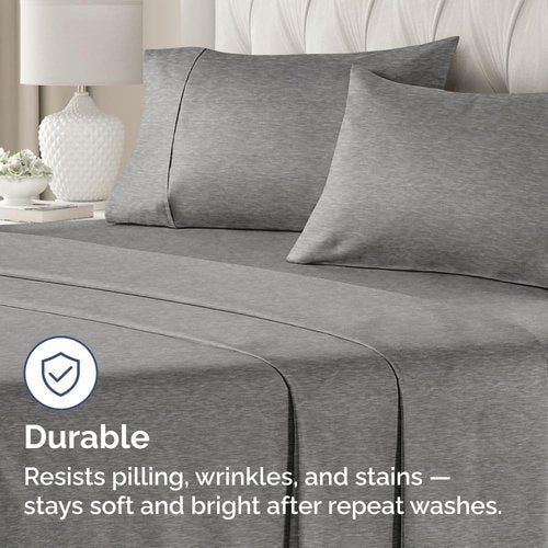 King Pillow Cases by LuxHome - Ultra Soft Hotel Quality Covers | Wrinkle-Free & Fade Resistant - 4 Piece Set in Heathered Grey