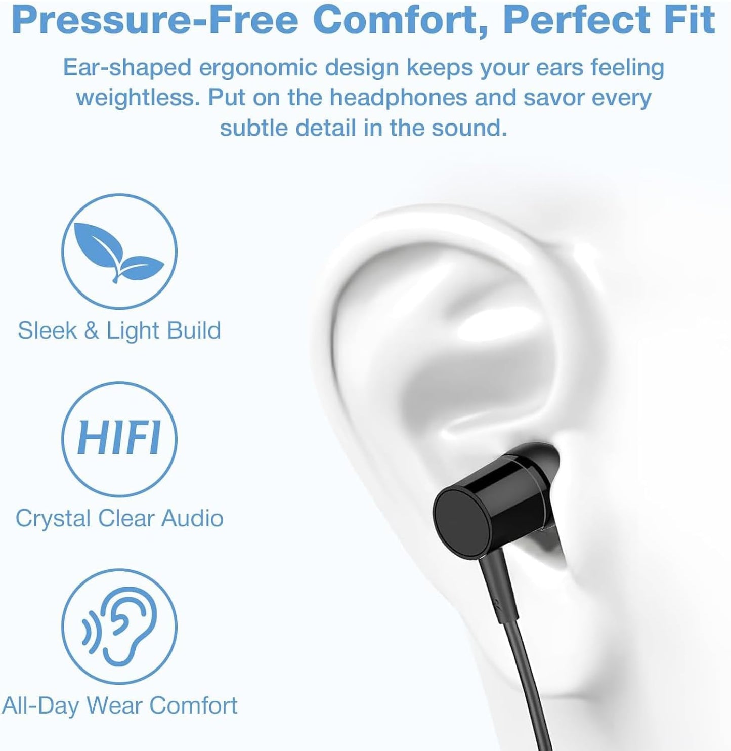 Generic 2 Pack 3.5mm Wired Earbuds in-Ear Headphones, Earphones with Microphone, Noise Isolation Corded for Plug Ear