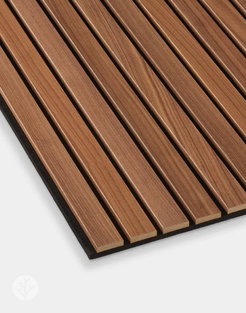 WVH Luxe American Walnut Acoustic Slat Wood Wall Panels, Measures 94.49" x 23.62", Premium Finish, Interior Decor for Walls & Ceilings, Noise Cancelling & Sound Absorbing for Home & Office, 2pcs