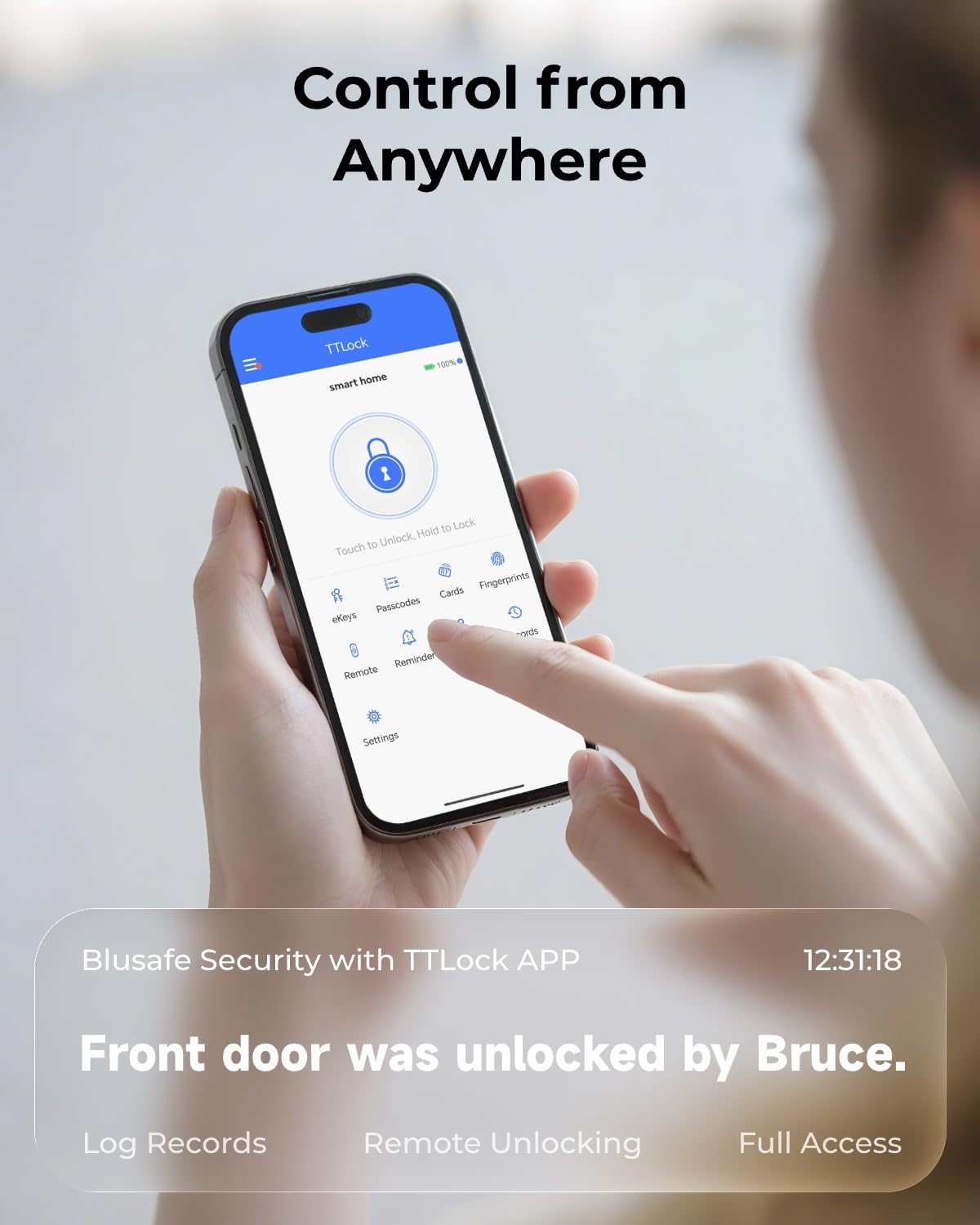 Electronic Smart Door Lock Fingerprint Door Lock with Keypad，Smart Lock for Front Door Children Proof IC Card, App Control & Mechanical Key