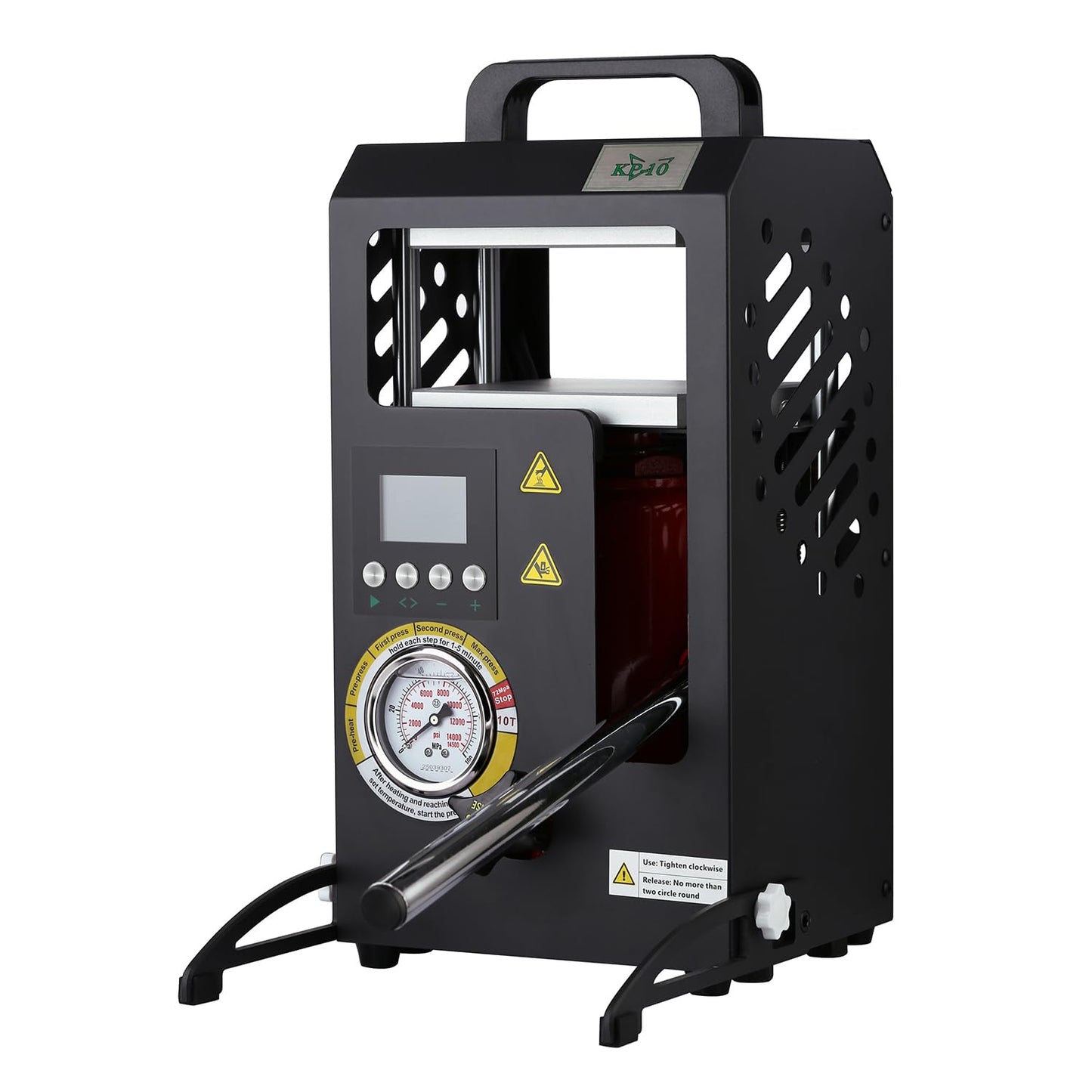 10 Tons Heat Press Machine with 5.5" X 5.5" Dual Heated Plates Manual Press with LCD Digital Display Screen & Precise Pressure Gauge 110V/220V