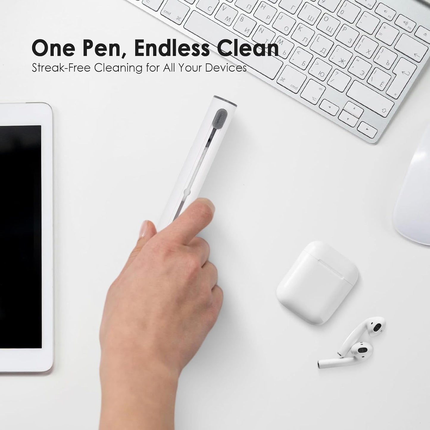 TENOC 1 2 3, Cleaner Kit for Airpods, Multi-Functional Clean Pen with Soft Brush for Airpods Pro Wireless Headphones