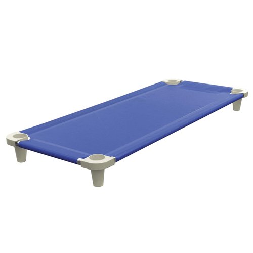 Acrimet Nap Cot for Kids, Portable Toddler Child Bed, Stackable, 52" L (Stainless Steel Tubes) (Blue Breathable Mesh Fabric - Gray Feet) (1 Pack)