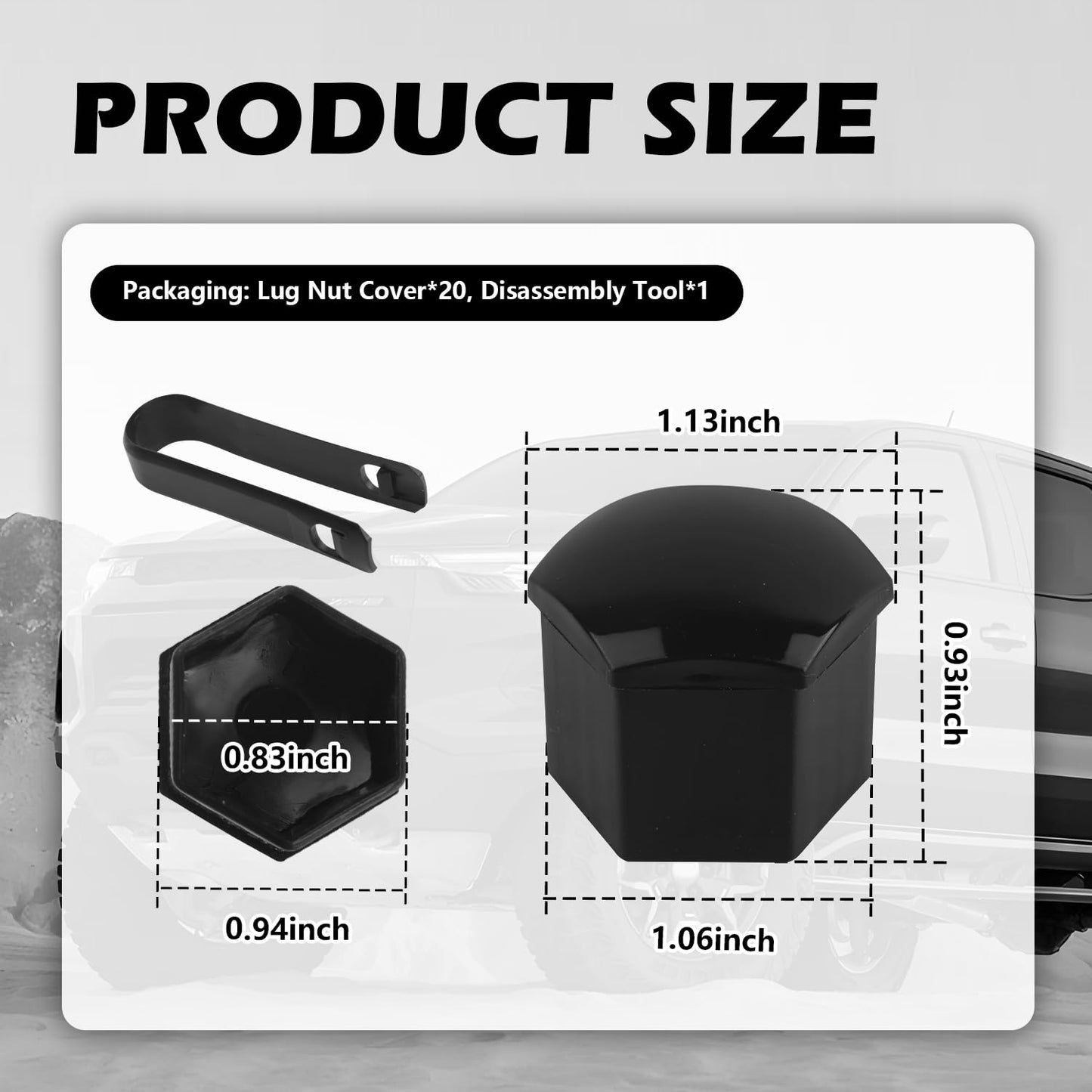20PCS 21mm Lug Nut Covers with Disassembly Tool,Hex Lugnut Covers for Protecting & Decorating Wheel Bolts,Rust-Resistant Car Accessories Lug Nut Caps for Cars SUVs (21mm)