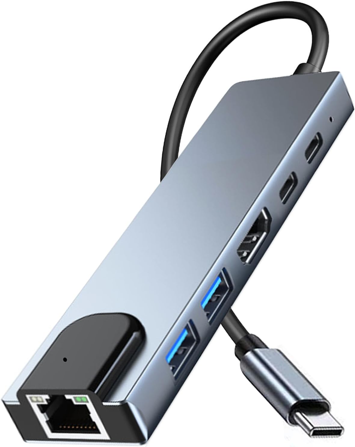 MVBOONE 6 1 4K in Type C to HDTV Adapter, USB C Hub with LAN Port, HDMI Output USB C Adapter Compatible with MacBook