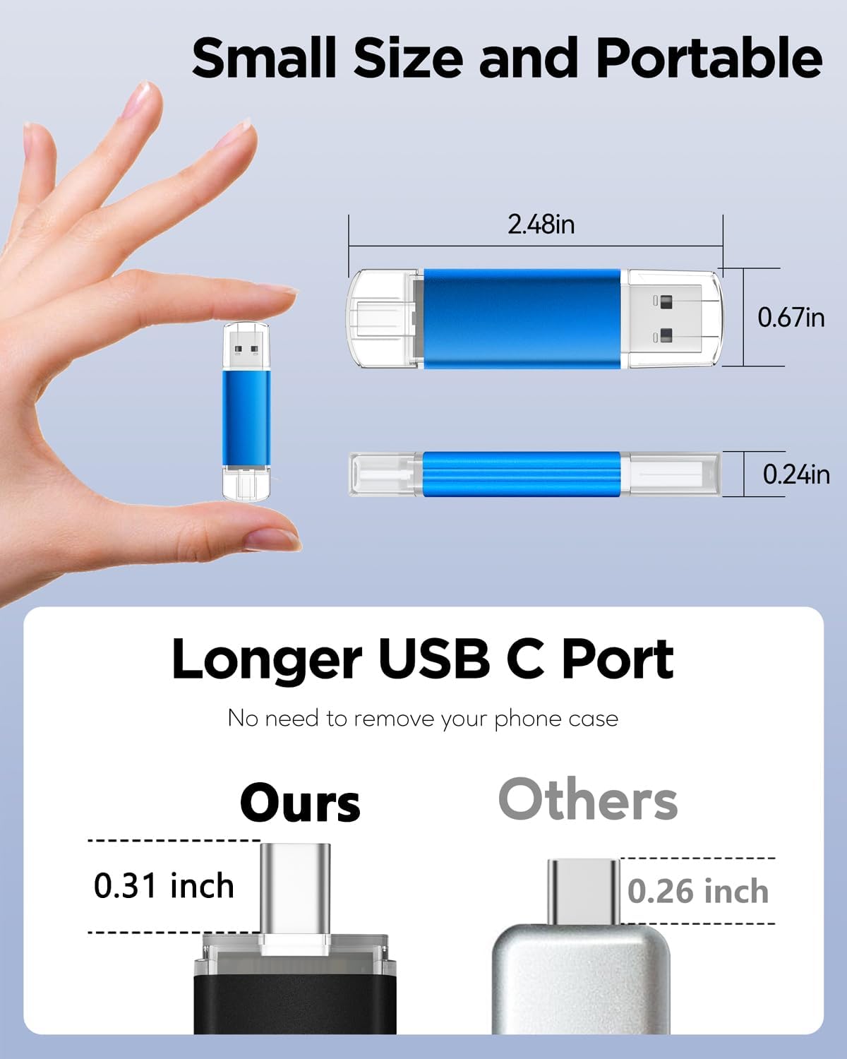 AreTop 16GB 2.0 16GB 2-in-1 16/15, 5 Pack USB C Thumb Drive USB Dual Flash Drive USB Drive Portable Type-C Memory Stick