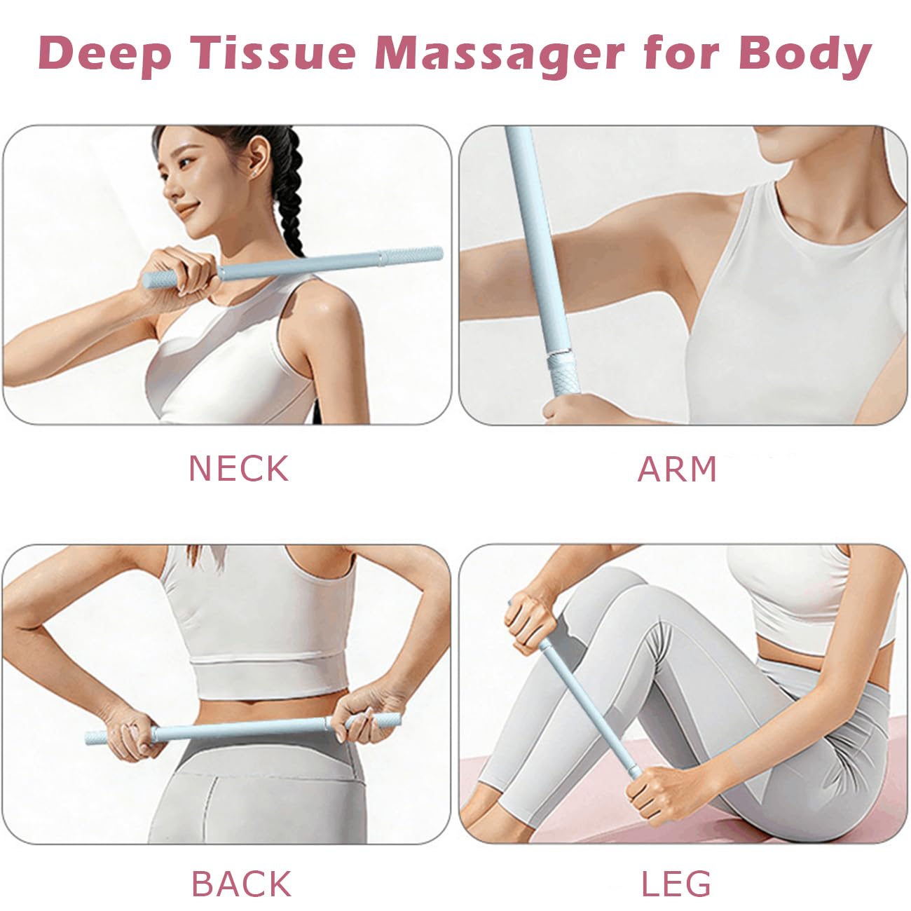 Muscle Roller Stick - Massage Roller for Myofascial Release & Deep Tissue Massage for Legs, Back, Shoulders - Relieve Soreness & Improve Recovery Baby Blue