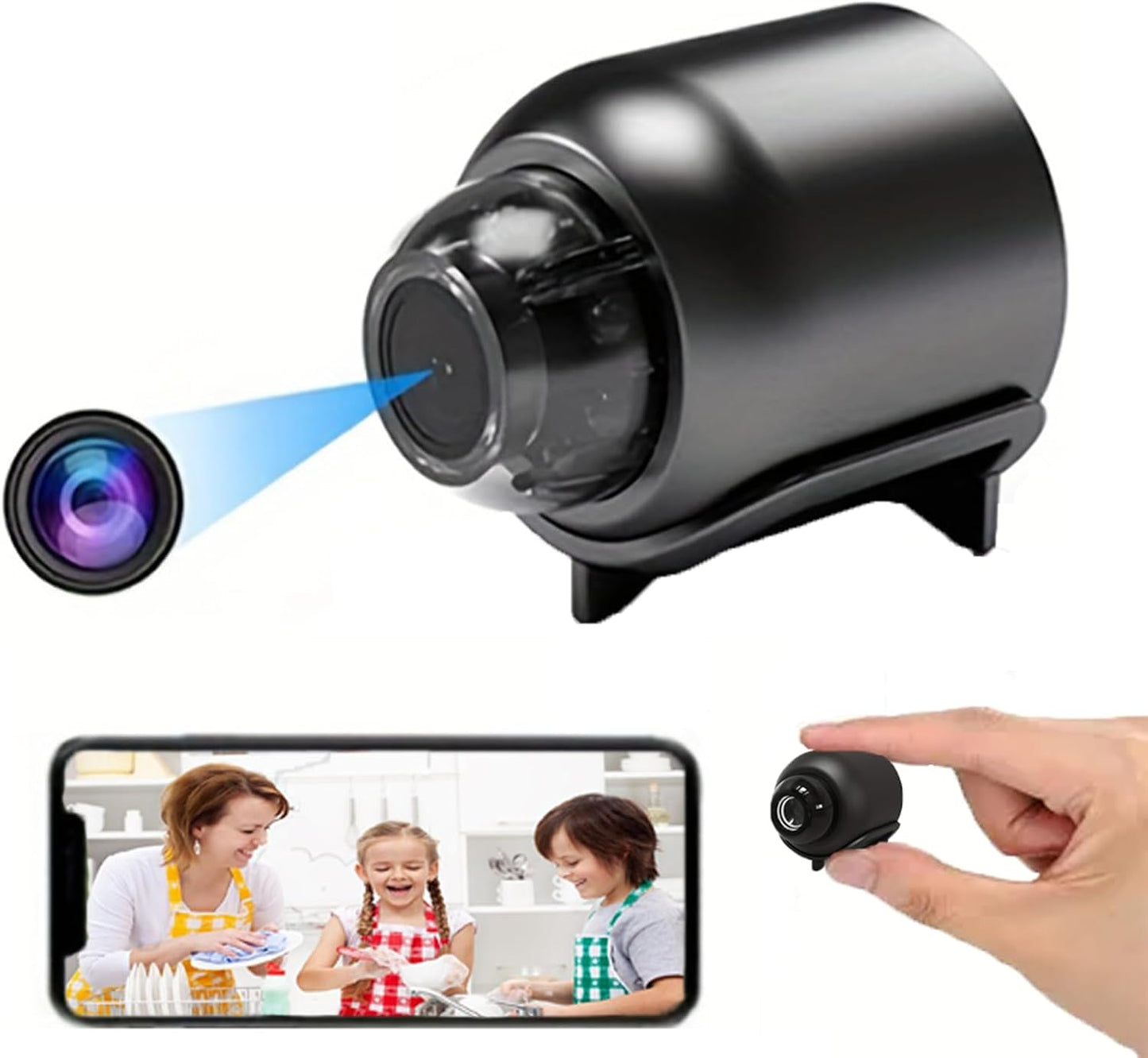senri Wireless Camera Hidden Cameras, Mini Nanny Cam Smart Home, Small Indoor Outdoor Camera with Remote View