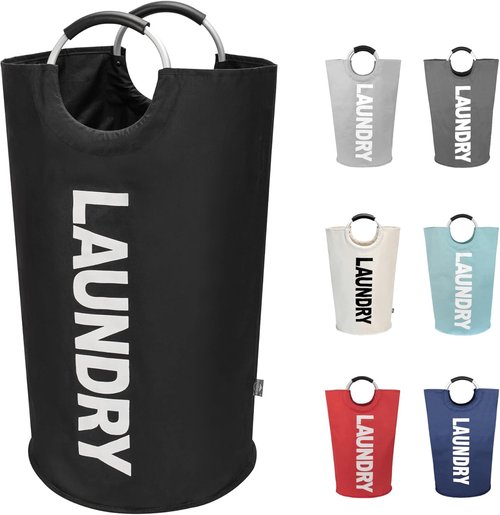 DOKEHOM 90L Large Laundry Basket - Collapsible Freestanding Hamper for Easy Storage | Black