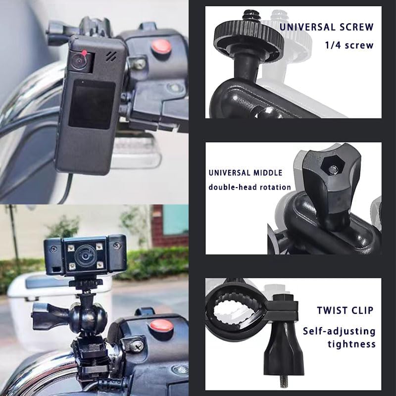 Reflex Camera 1/4"-20 360, 360 Bike Motorcycle Handlebar Mount Bracket Pivot Arm Adapter for Go Pro, Insta DJI Osmo