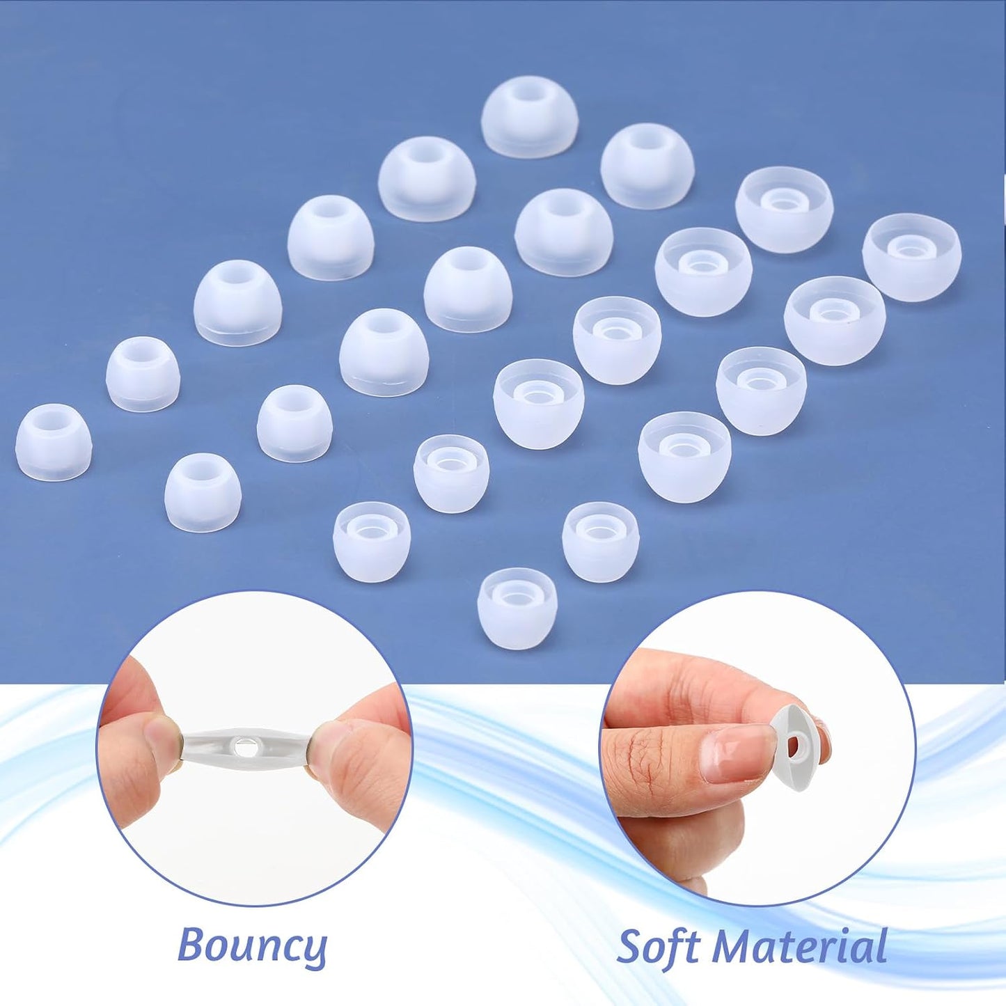 KALIONE 30 Pcs Silicone Earbud Cap Tip Cover Replacement, Ear Tips for in-Ear Headphones Ear Buds Tips Headphone
