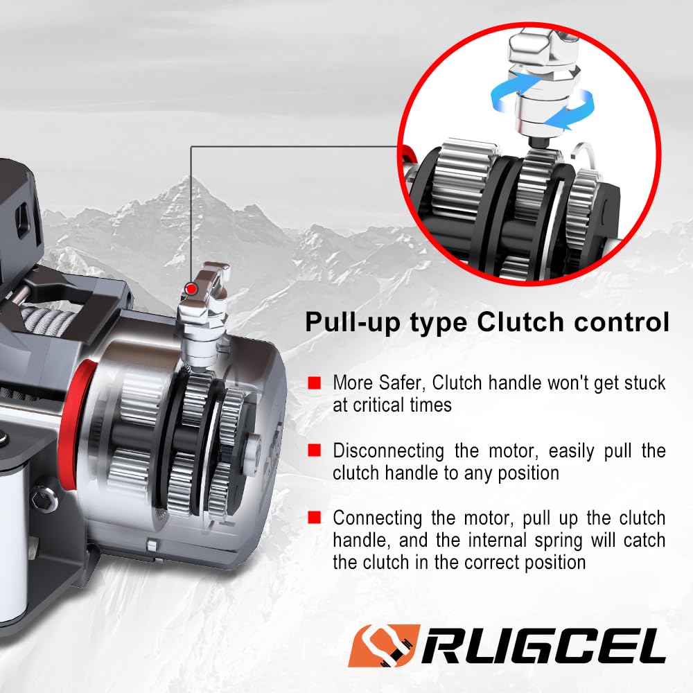 RUGCEL 13500lb Waterproof Electric Winch – 12V Steel Cable (82' x 7/16") with Roller Fairlead, 2-in-1 (Wireless + Wired) Remote, for Truck, SUV & Trailer