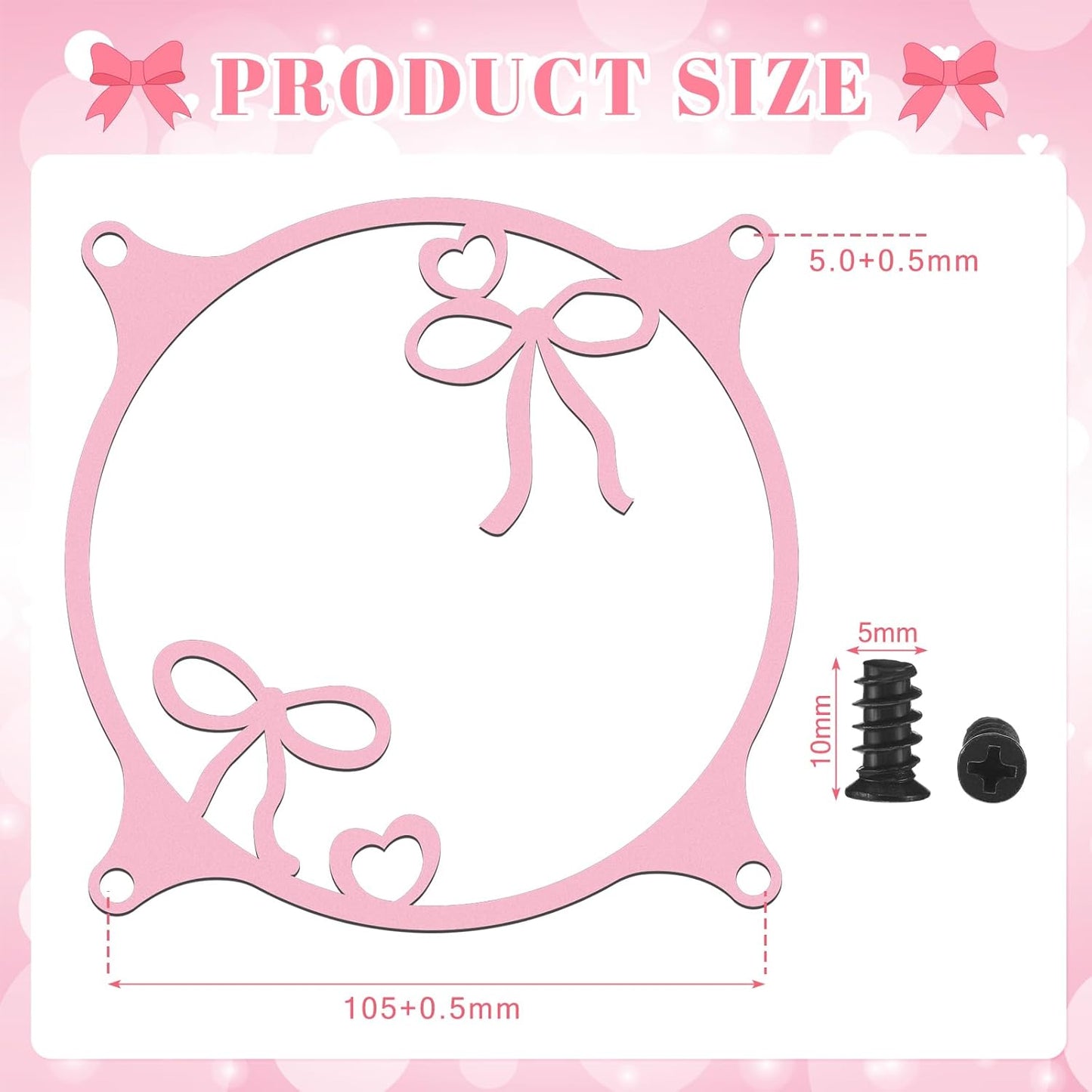 4 120mm Lounsweer Pcs Pink Bow Guard Fan Grill Metal PC Fan Grill Cover with Screws Cute Computer Accessories