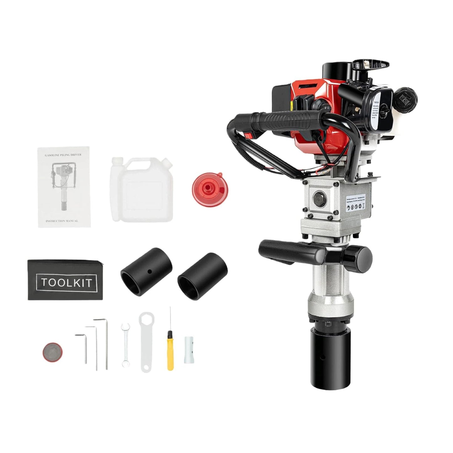 FUJAOPS 32.7cc Gas Powered Post Driver, 900W 2-Stroke T-Post Driver with 2 Sockets, 50J Impact Energy, Fence Post Pounder for Farm Fencing & Construction Piling