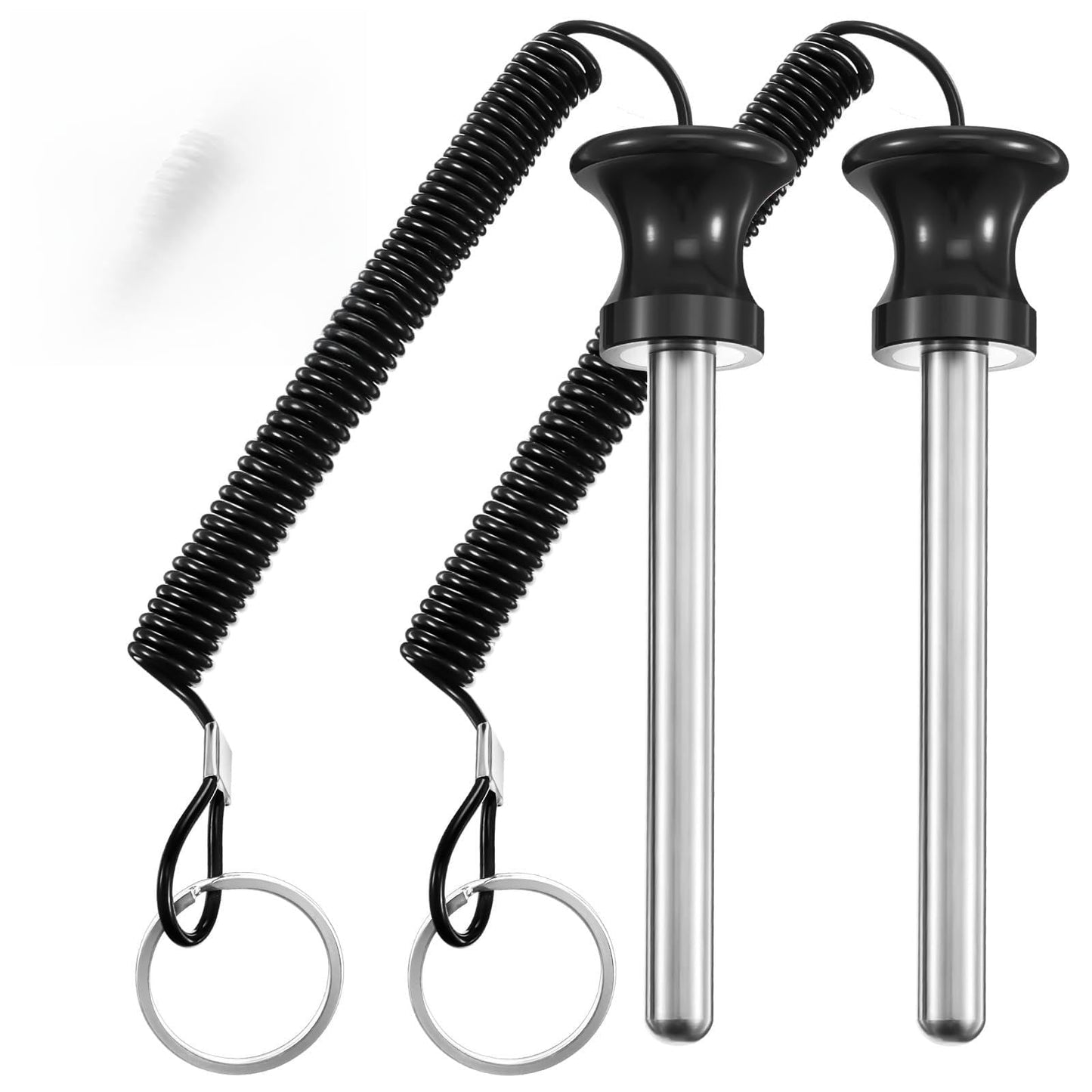 Lasnten 2 Pcs Weight Stack Pin Magnetic Universal Gym Weight Pin 0.4 inch Drop Set with Pull Rope for Plate Apertures Above 10.5 mm Heavy Duty (Black)