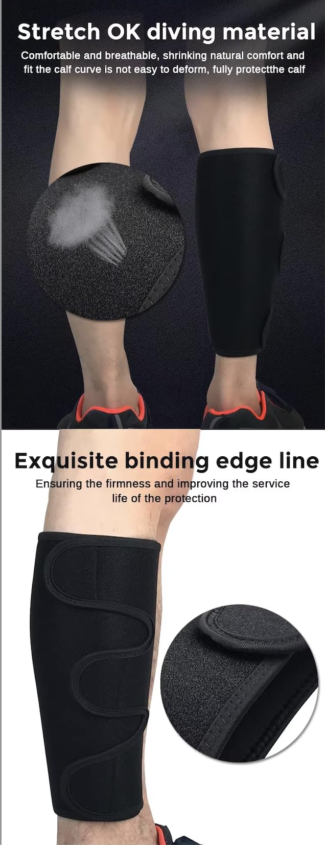 ELOWELL Calf Compression Sleeve - Neoprene Support wrap for shin splints, Calf Pain Relief, Running & Gym - Adjustable Leg Brace for Men & Women